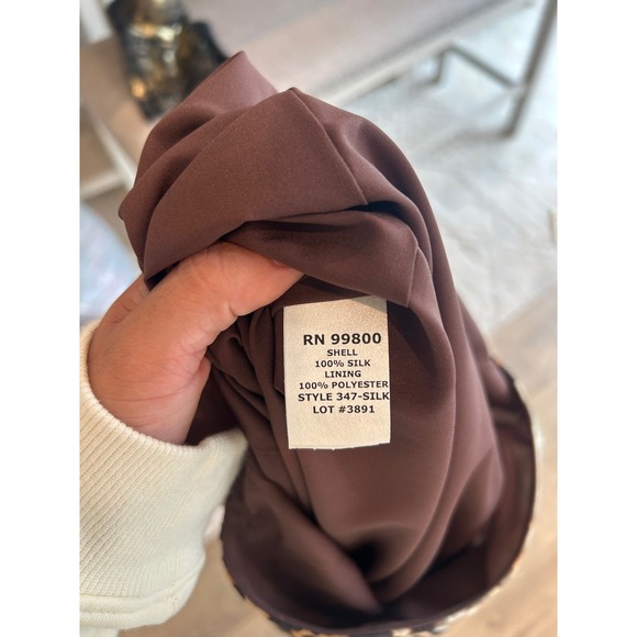 VTG y2k beaded neckine burnt orange water‎ color bodycon midi dress M - Picture 3 of 8